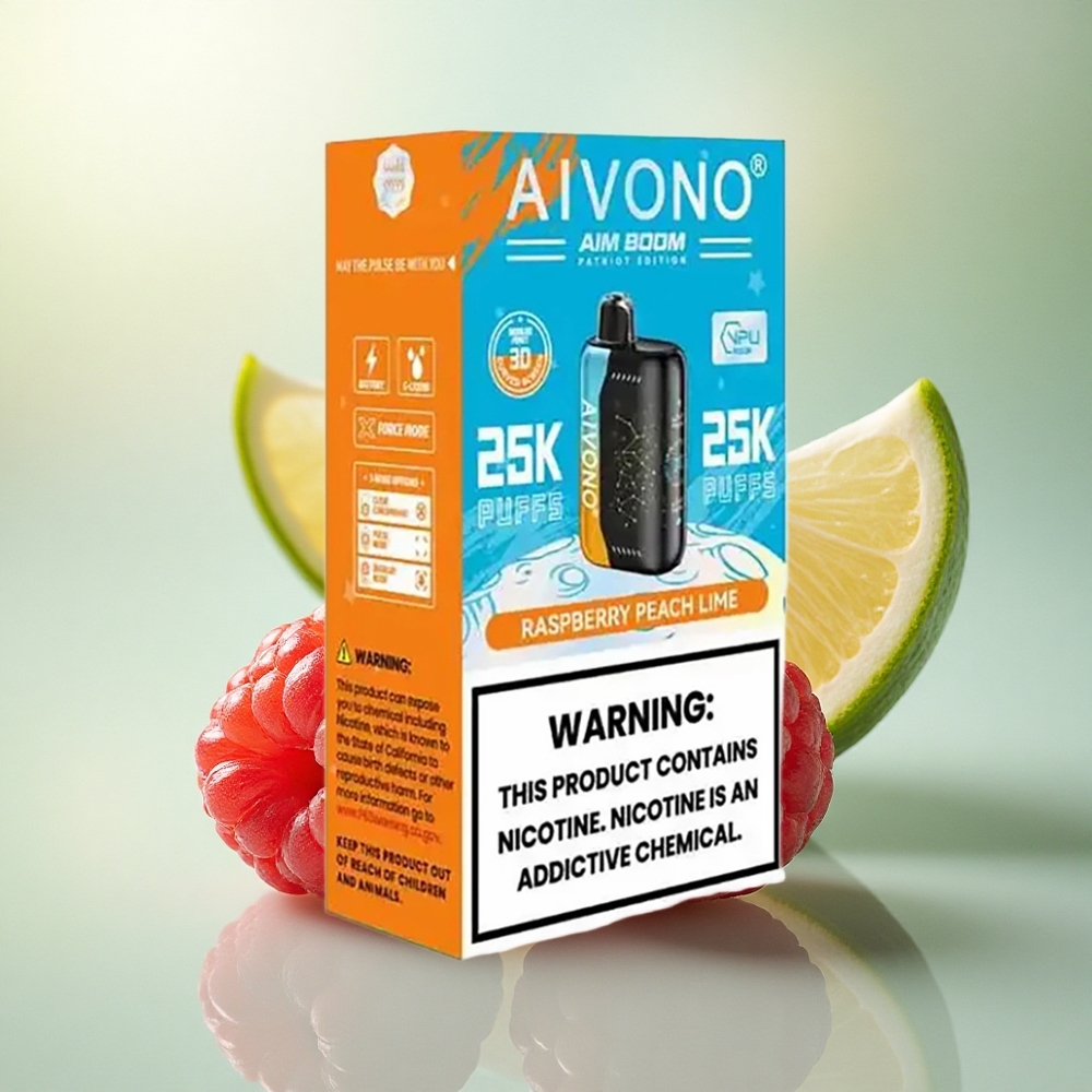 Aivono Aim Boom 25000 Bringebær Fersken Lime 28ml 650mAh