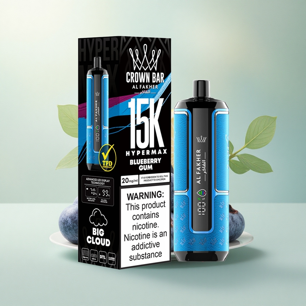 Al Fakher Crown Bar 15K Hypermax Blåbærtugg med 600mAh og 6mg nikotin