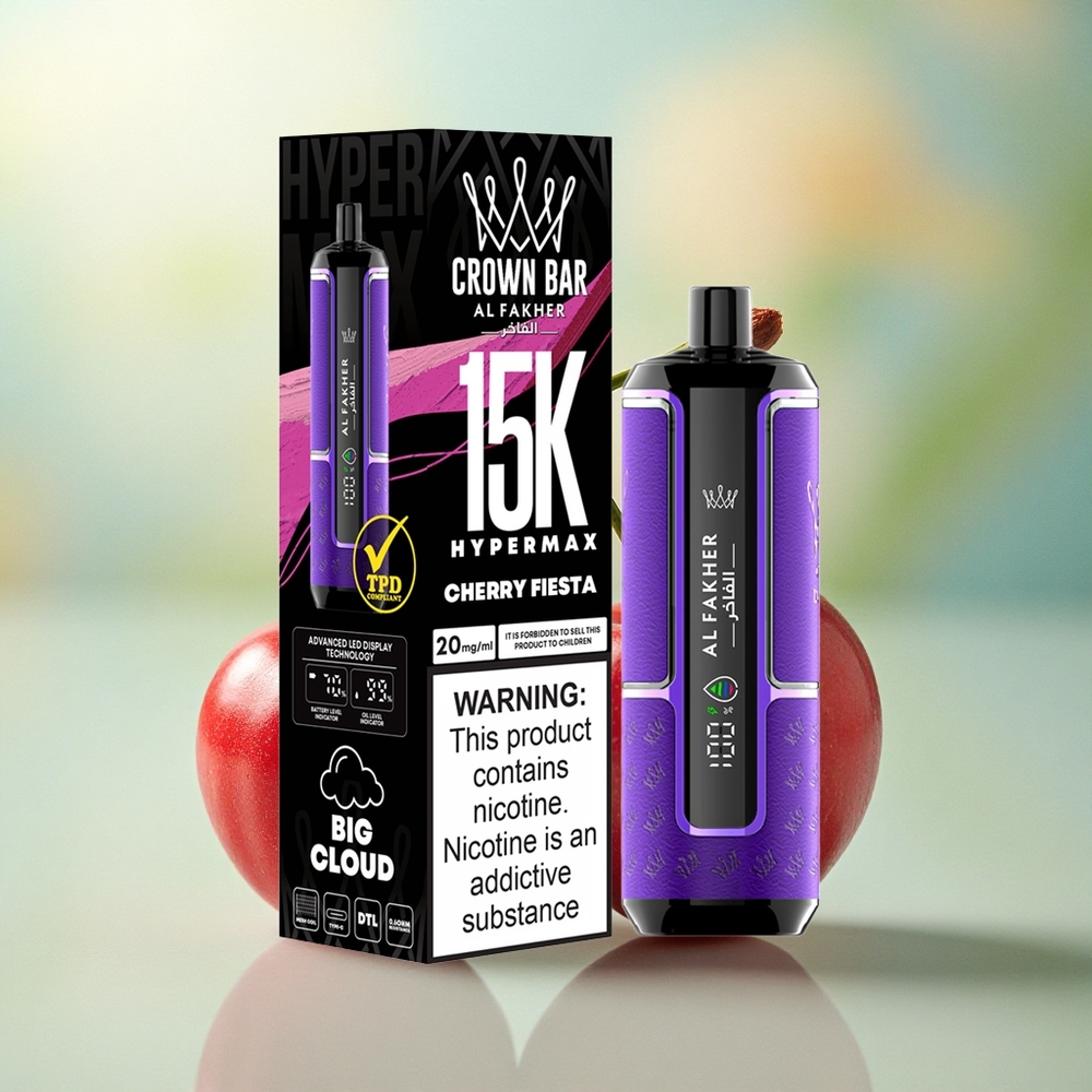Al Fakher Crown Bar 15K Hypermax Kirsebær Fest 22ml 600mAh
