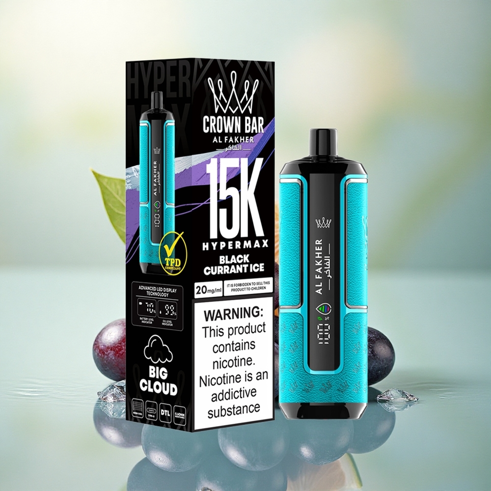 Al Fakher Crown Bar 15K Hypermax Solbær Is med 600mAh og 6mg nikotin