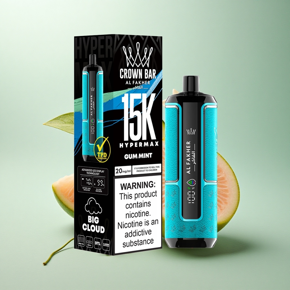 Al Fakher Crown Bar 15K Hypermax Tyggis Mynte med 22ml og 600mAh