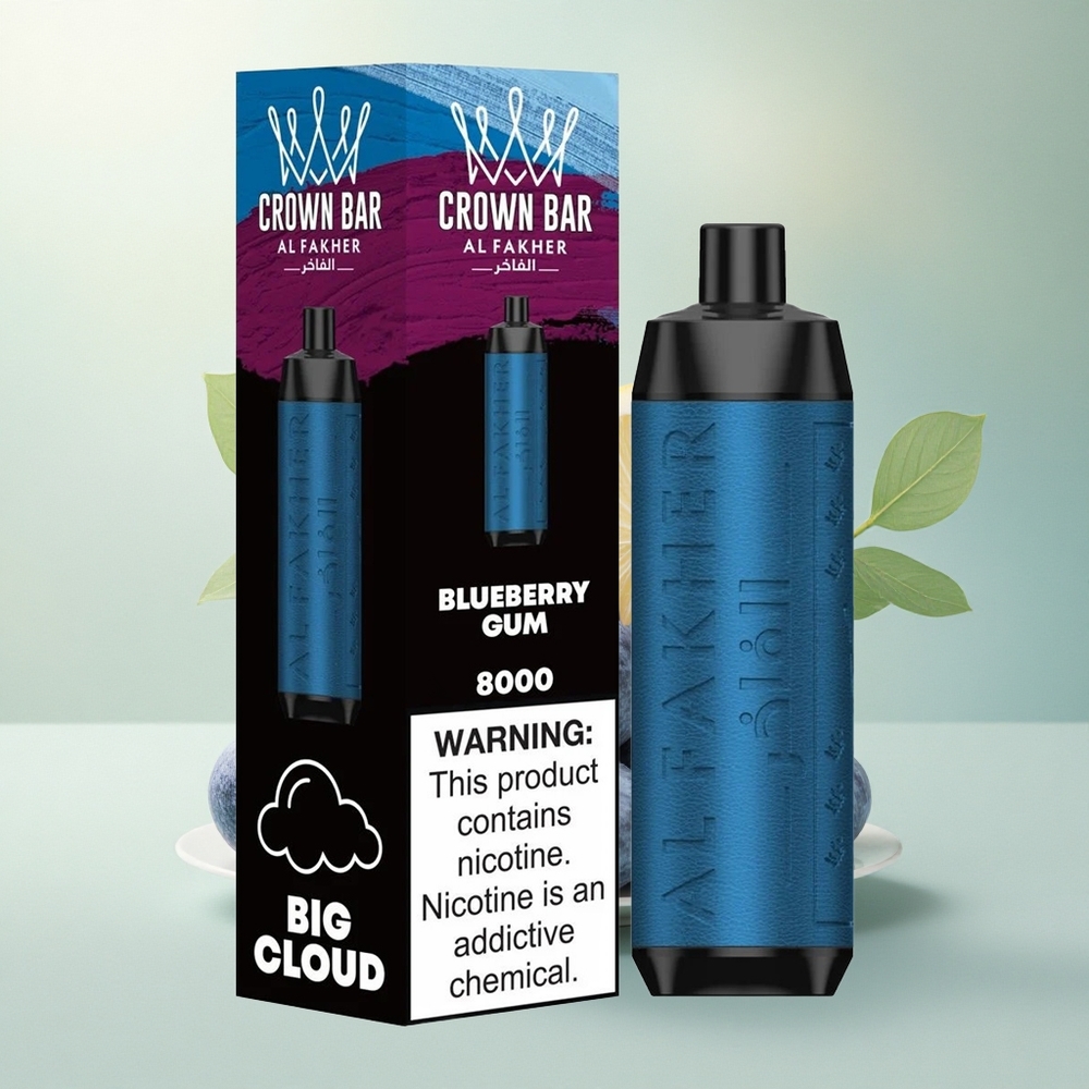 Al Fakher Crown Bar 8000 Crystal Blåbærtugg med 600mAh og 5mg nikotin
