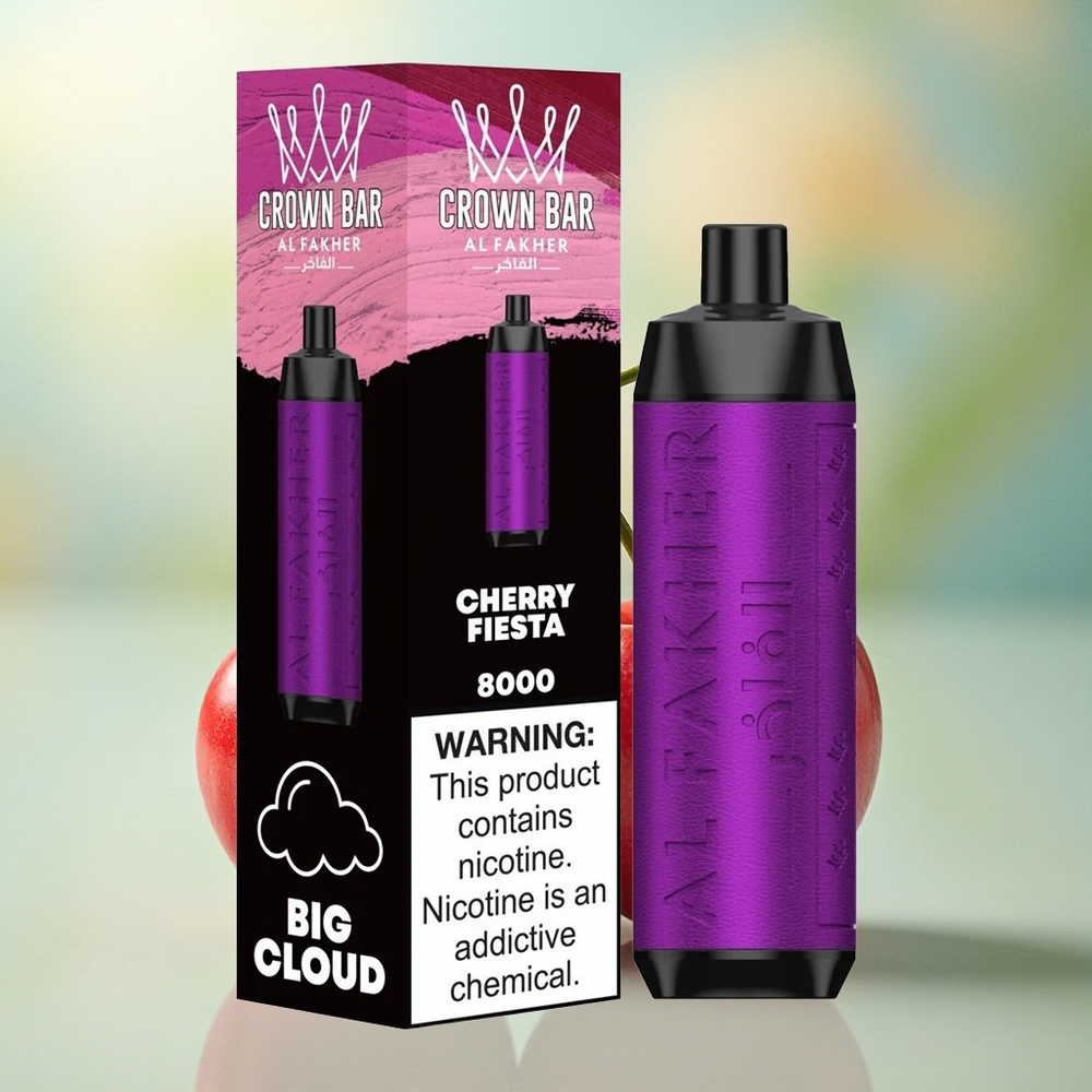 Al Fakher Crown Bar 8000 Crystal Kirsebær Fest med 600mAh og 5mg Nikotin
