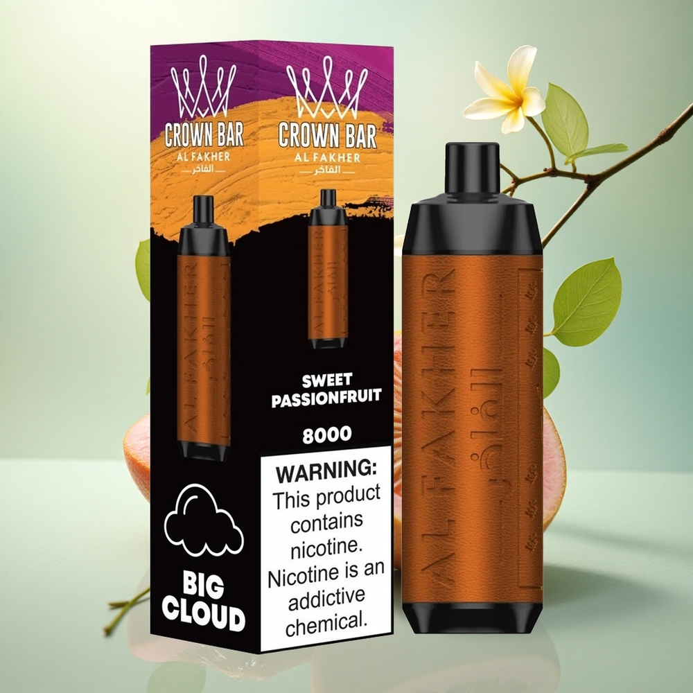 Al Fakher Crown Bar 8000 Crystal Søt Passionsfrukt med 5mg Nikotin og 600mAh Batteri