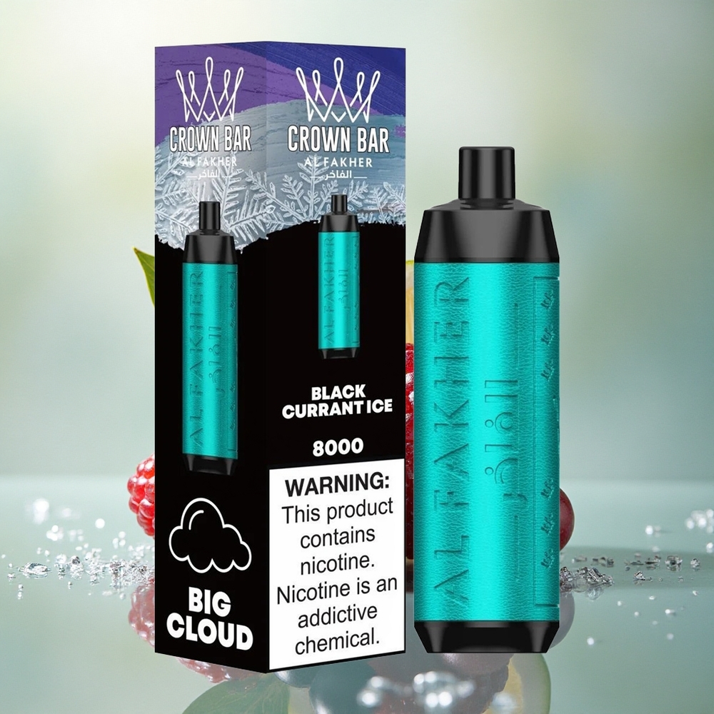 Al Fakher Crown Bar 8000 Crystal Svartrips Is med 5mg nikotin og 600mAh